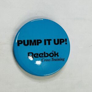 Vintage Reebok 1989 Pin Pinback Button "Pump It Up!" Blue Cross Training Rare